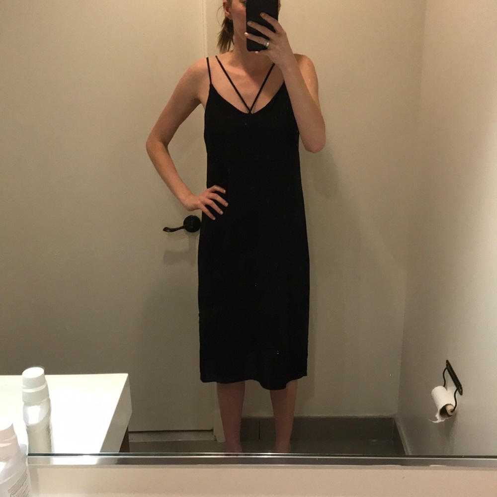 Lush Black Midi Slip Dress